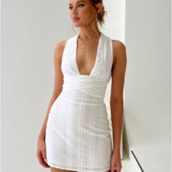 Dresses & Skirts - White Plunging V-Neck Mini Dress